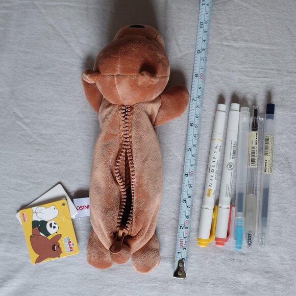 Miniso x We Bare Bears Grizz Plush Pencil Case - Picture 3 of 5